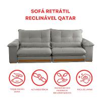Sofá 3 Lugares Retrátil e Reclinável Qatar Linho Cinza 220 cm - 8