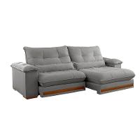 Sofá 3 Lugares Retrátil e Reclinável Qatar Linho Cinza 200 cm - 1