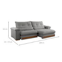 Sofá 3 Lugares Retrátil e Reclinável Qatar Linho Cinza 200 cm - 3
