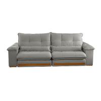 Sofá 3 Lugares Retrátil e Reclinável Qatar Linho Cinza 200 cm