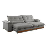 Sofá 3 Lugares Retrátil e Reclinável Qatar Linho Cinza 200 cm - 5