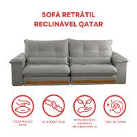 Sofá 3 Lugares Retrátil e Reclinável Qatar Linho Cinza 200 cm - 8