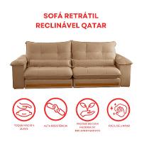 Sofá 3 Lugares Retrátil e Reclinável Qatar Linho Bege 220 cm - 8