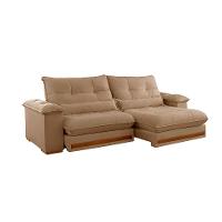 Sofá 3 Lugares Retrátil e Reclinável Qatar Linho Bege 240 cm - 1