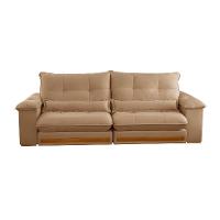 Sofá 3 Lugares Retrátil e Reclinável Qatar Linho Bege 240 cm