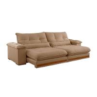 Sofá 3 Lugares Retrátil e Reclinável Qatar Linho Bege 240 cm - 5