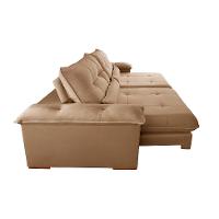 Sofá 3 Lugares Retrátil e Reclinável Qatar Linho Bege 240 cm - 6