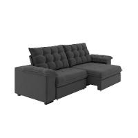 Sofá 3 Lugares Retrátil e Reclinável Palermo Veludo Cinza 230 cm - 1