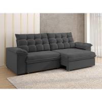 Sofá 3 Lugares Retrátil e Reclinável Palermo Veludo Cinza 230 cm - 2