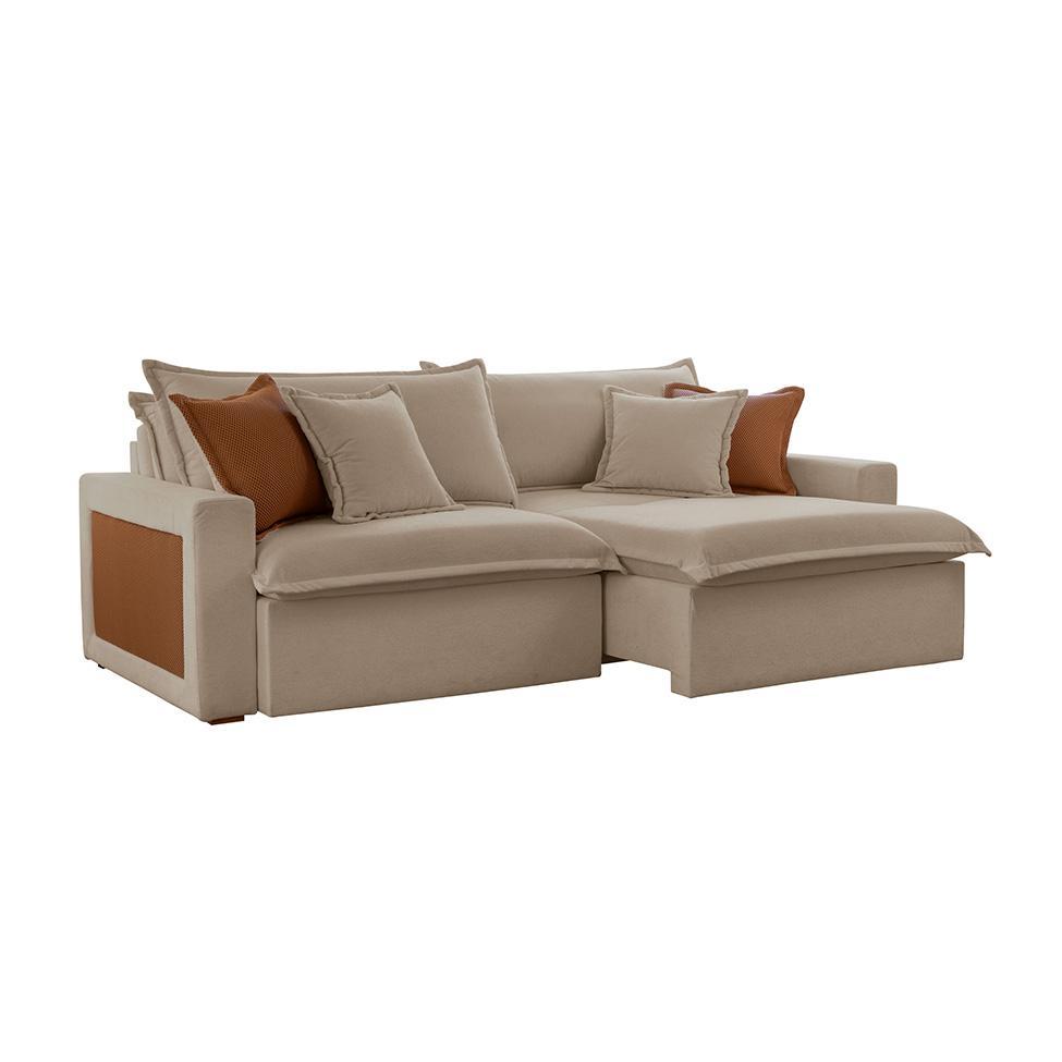 Sofá 3 Lugares Retrátil e Reclinável Dubai Veludo Marrom 190 cm - 1