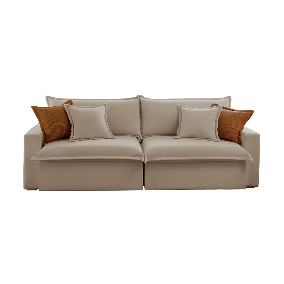 Sofá 3 Lugares Retrátil e Reclinável Dubai Veludo Marrom 190 cm - 4