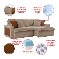 Sofá 3 Lugares Retrátil e Reclinável Dubai Veludo Marrom 190 cm - 7