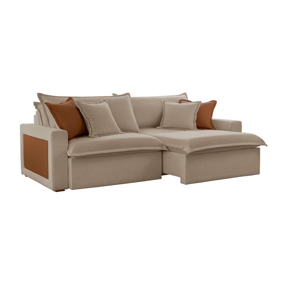 Sofá 3 Lugares Retrátil e Reclinável Dubai Veludo Marrom 230 cm - 1