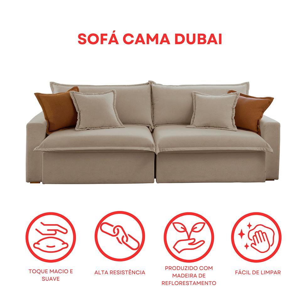Sofá 3 Lugares Retrátil e Reclinável Dubai Veludo Marrom 230 cm - 8