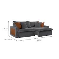 Sofá 3 Lugares Retrátil e Reclinável Dubai Veludo Cinza 230 cm - 3