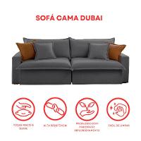 Sofá 3 Lugares Retrátil e Reclinável Dubai Veludo Cinza 230 cm - 8