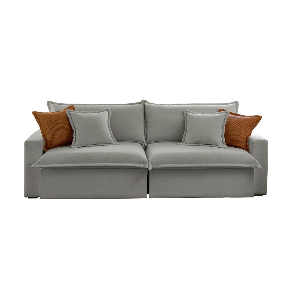 Sofá 3 Lugares Retrátil e Reclinável Dubai Linho Cinza 230 cm - 4