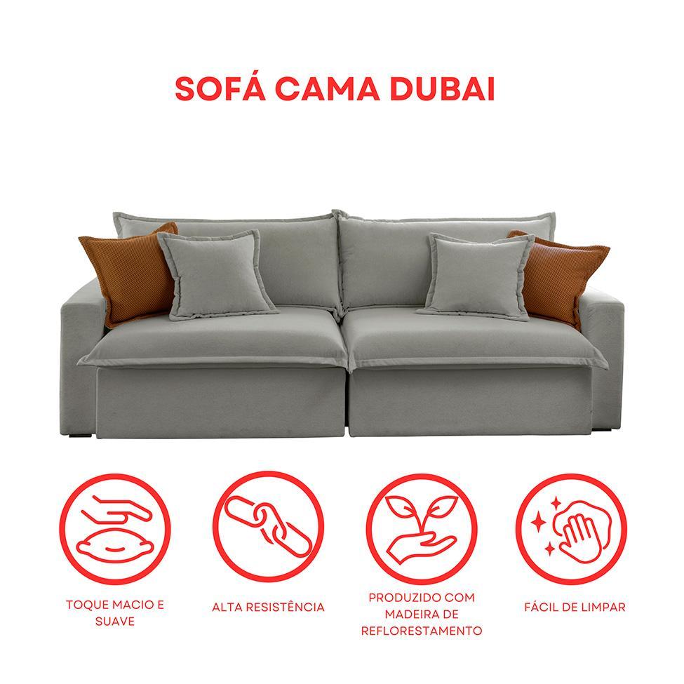 Sofá 3 Lugares Retrátil e Reclinável Dubai Linho Cinza 230 cm - 8