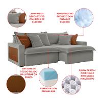 Sofá 3 Lugares Retrátil e Reclinável Dubai Linho Cinza 230 cm - 7