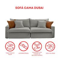 Sofá 3 Lugares Retrátil e Reclinável Dubai Linho Cinza 230 cm - 8