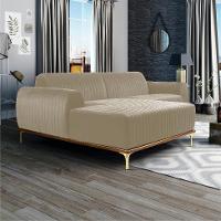 Sofá 3 Lugares Molino com Chaise Esquerdo Veludo Creme e Dourado - 2