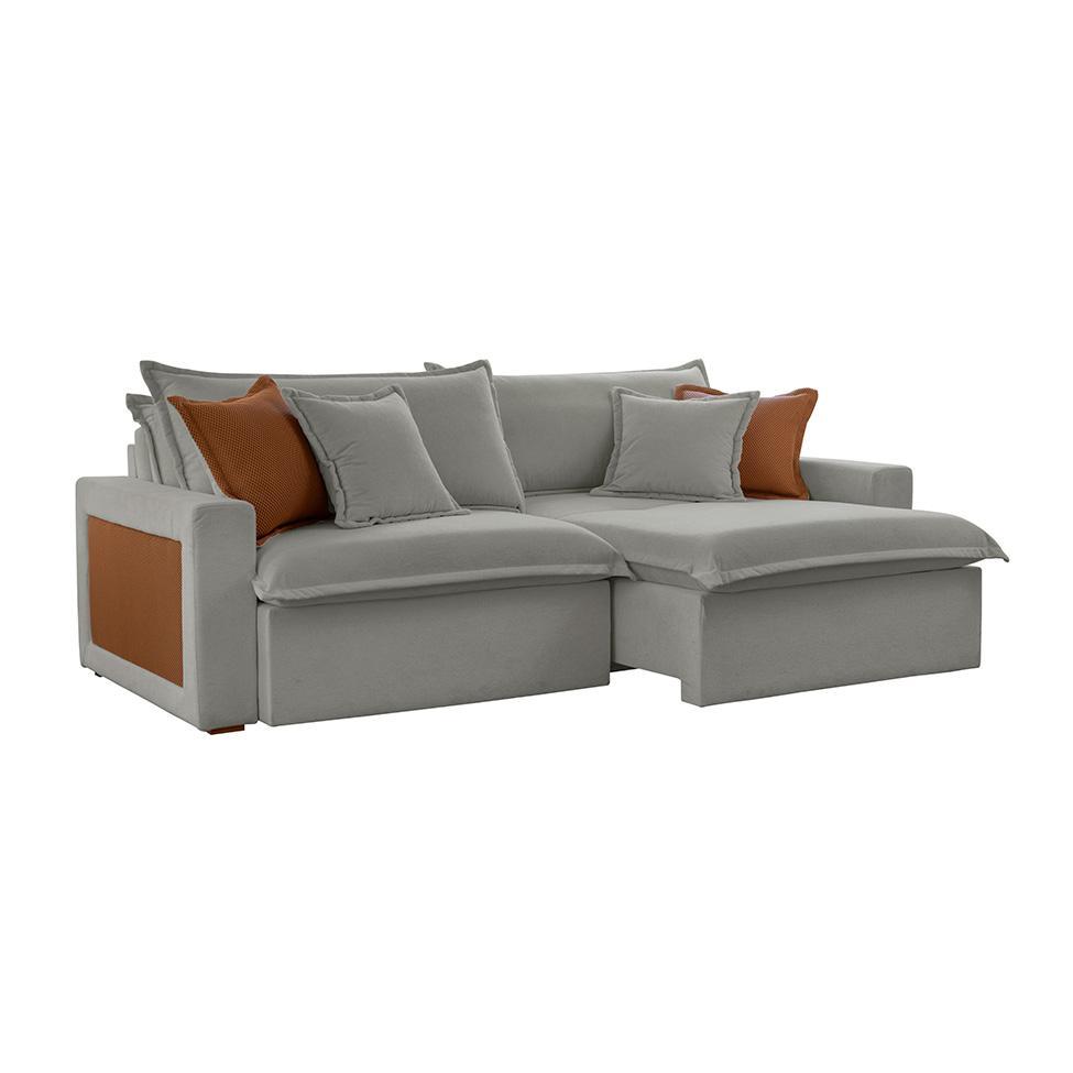 Sofá 3 Lugares Retrátil e Reclinável Dubai Linho Cinza 210 cm - 1