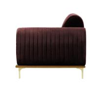 Sofá 3 Lugares Molino com Chaise Esquerdo Veludo Marrom e Dourado - 3