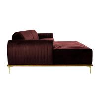 Sofá 3 Lugares Molino com Chaise Esquerdo Veludo Marrom e Dourado - 4