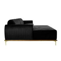 Sofá 3 Lugares Molino com Chaise Esquerdo Veludo Grafite e Dourado - 3