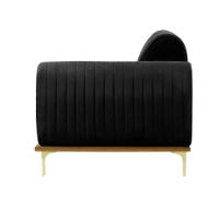 Sofá 3 Lugares Molino com Chaise Esquerdo Veludo Grafite e Dourado - 4