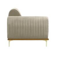 Sofá 3 Lugares Molino com Chaise Direito Veludo Creme e Dourado - 5