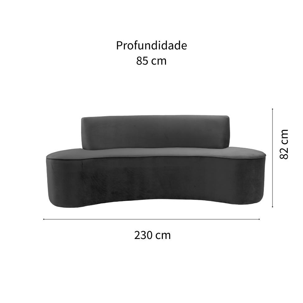 Sofá 3 Lugares Mondo Veludo Cinza - 2