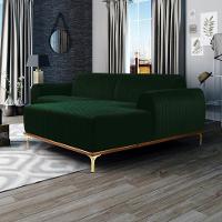 Sofá 3 Lugares Molino com Chaise Direito Veludo Verde e Dourado - 2