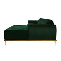 Sofá 3 Lugares Molino com Chaise Direito Veludo Verde e Dourado