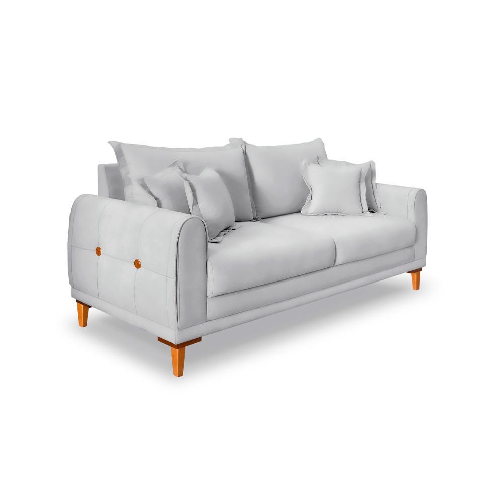 Sofá 3 Lugares Lisboa Veludo Prata 180 cm - 1