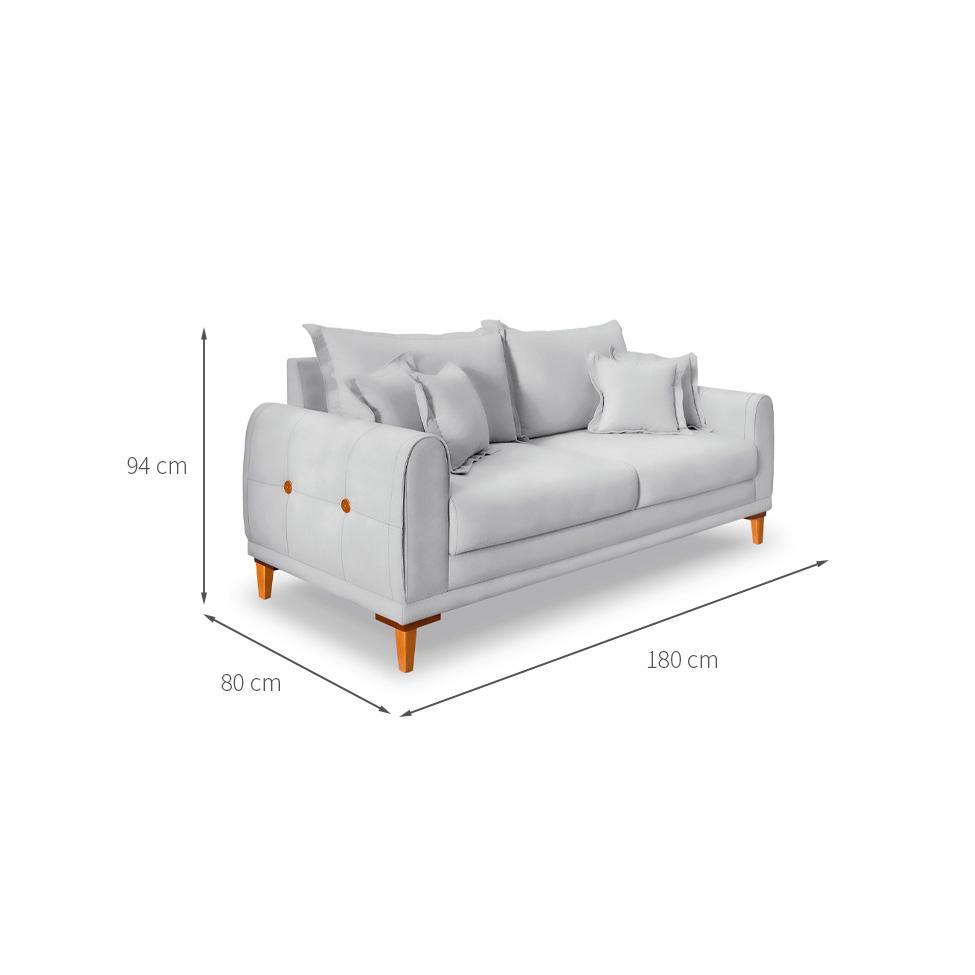 Sofá 3 Lugares Lisboa Veludo Prata 180 cm - 3