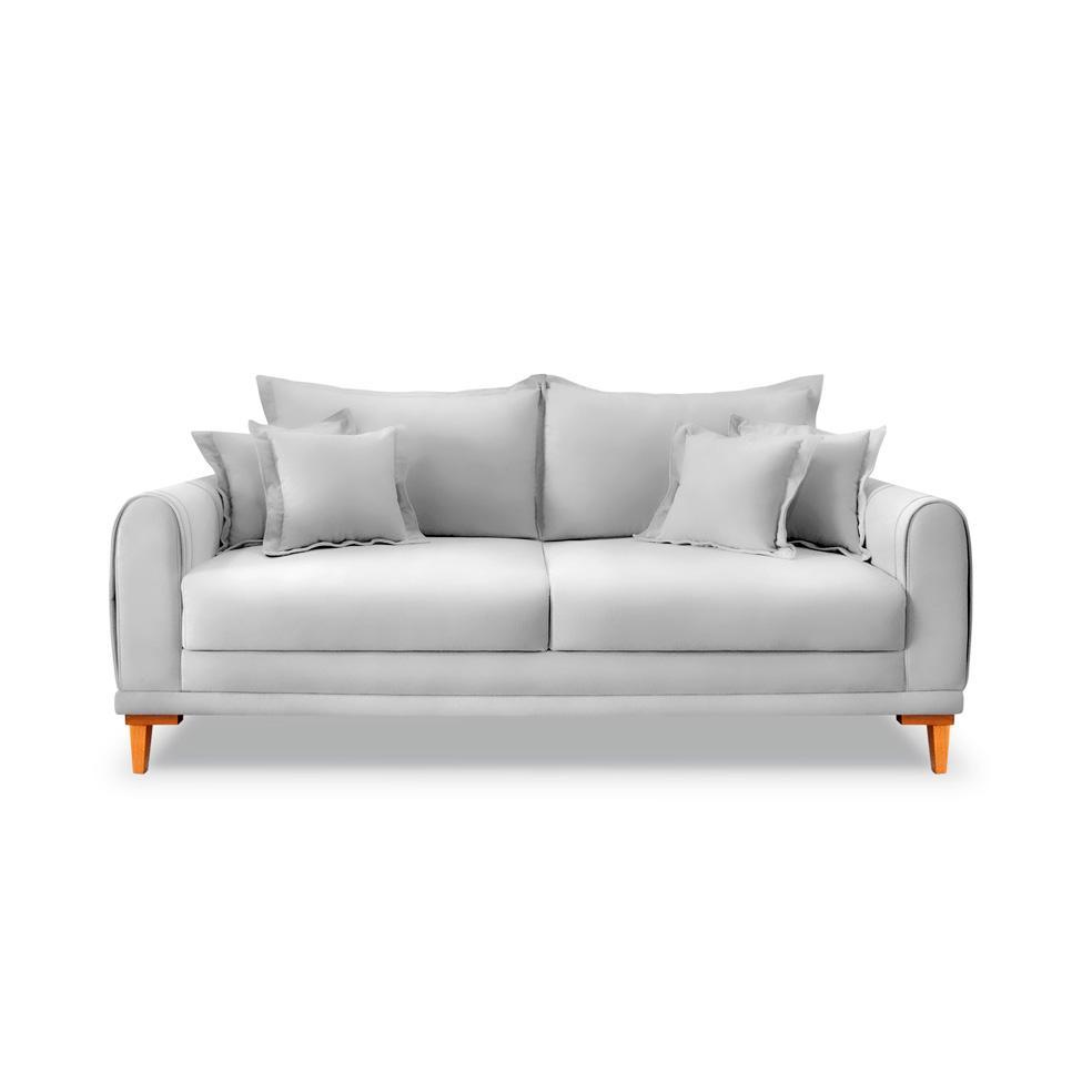 Sofá 3 Lugares Lisboa Veludo Prata 180 cm - 6