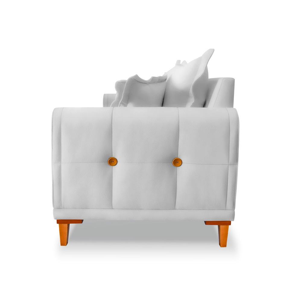 Sofá 3 Lugares Lisboa Veludo Prata 180 cm - 7