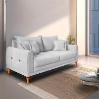 Sofá 3 Lugares Lisboa Veludo Prata 180 cm - 2