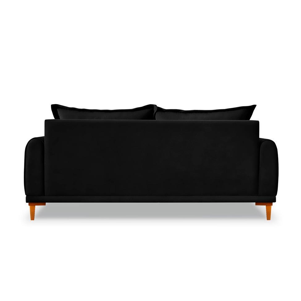 Sofá 3 Lugares Lisboa Veludo Preto 180 cm - 4