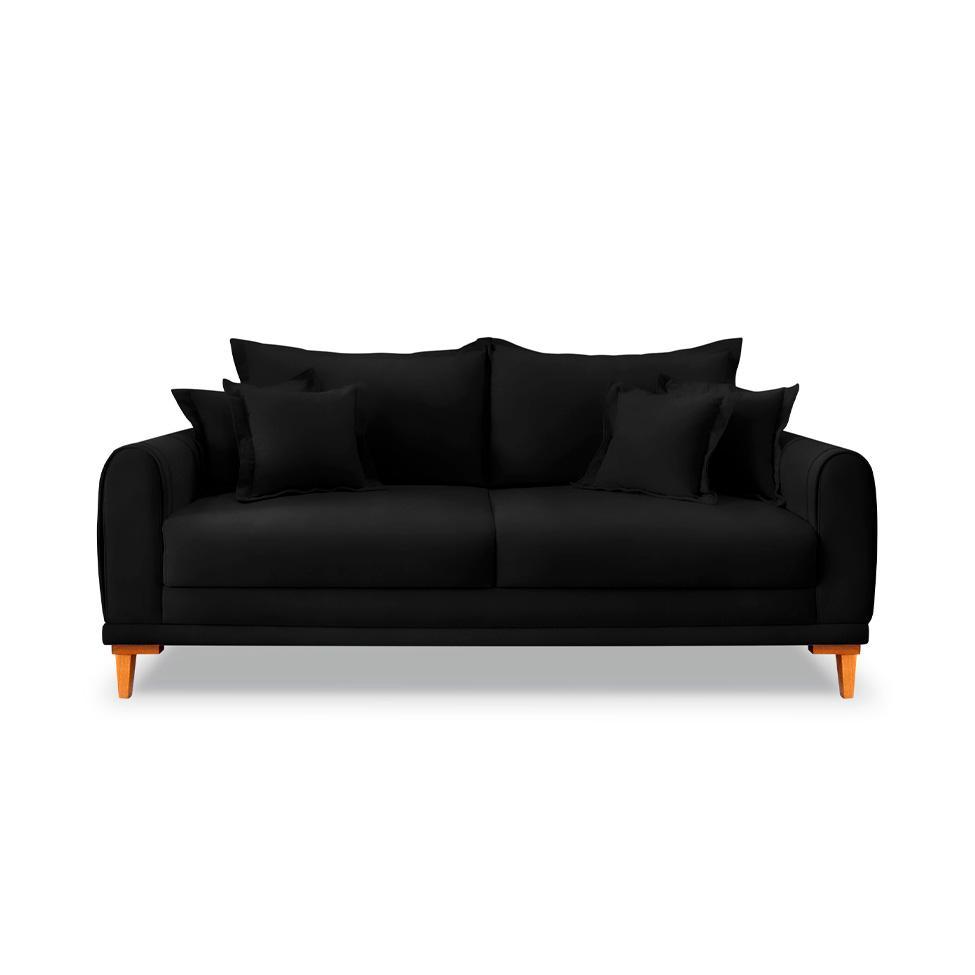 Sofá 3 Lugares Lisboa Veludo Preto 180 cm - 6