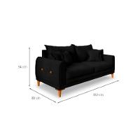 Sofá 3 Lugares Lisboa Veludo Preto 180 cm - 3