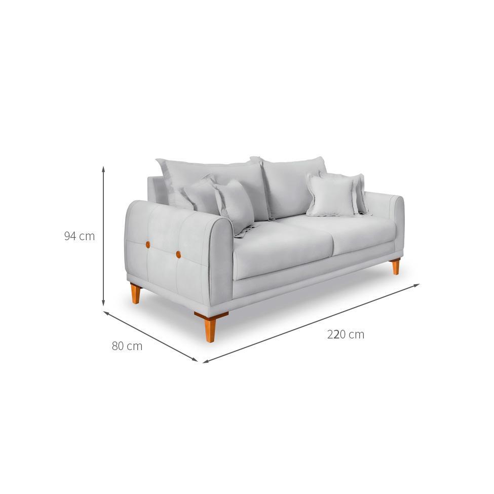 Sofá 3 Lugares Lisboa Veludo Prata 220 cm - 3