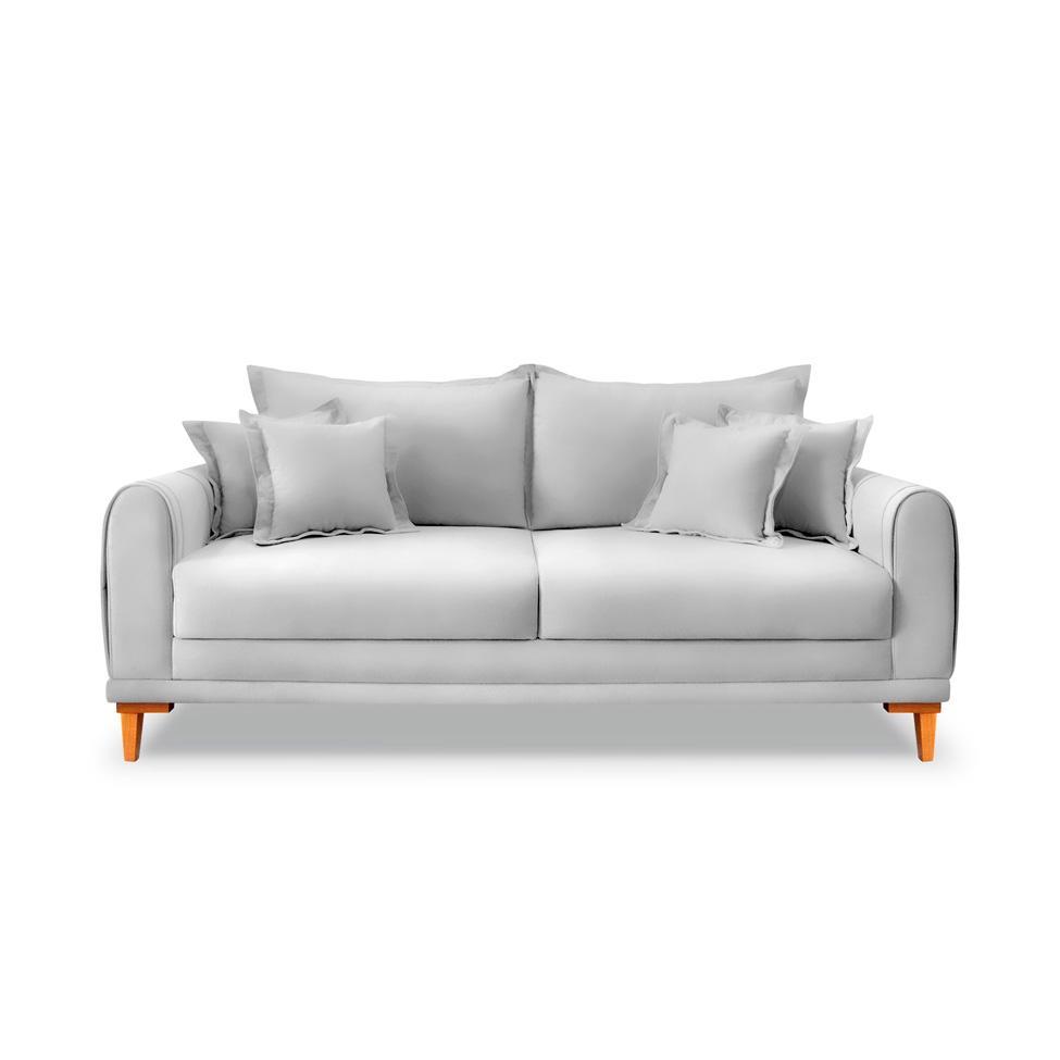 Sofá 3 Lugares Lisboa Veludo Prata 220 cm - 6