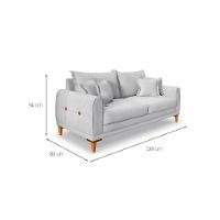 Sofá 3 Lugares Lisboa Veludo Prata 220 cm - 3