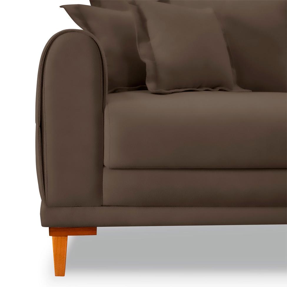 Sofá 3 Lugares Lisboa Veludo Marrom 220 cm - 5