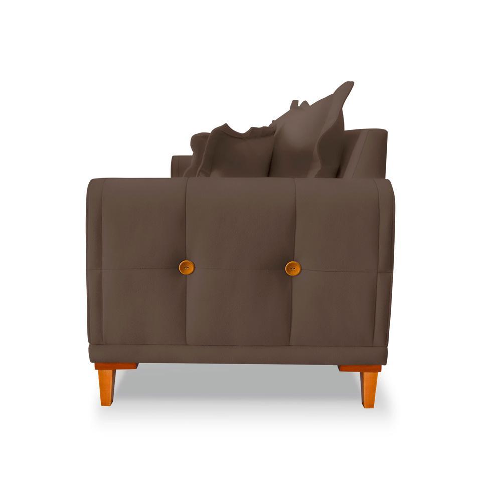 Sofá 3 Lugares Lisboa Veludo Marrom 220 cm - 7