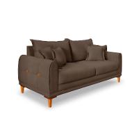 Sofá 3 Lugares Lisboa Veludo Marrom 220 cm - 1