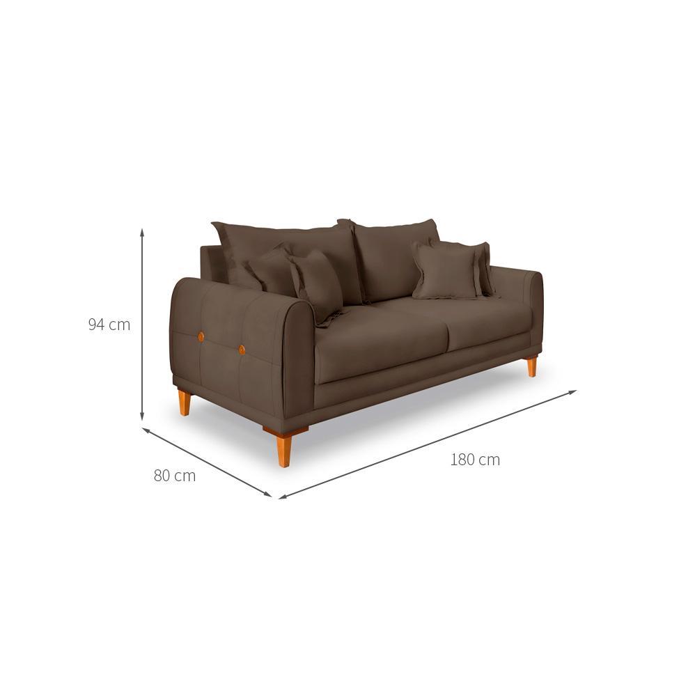Sofá 3 Lugares Lisboa Veludo Marrom 180 cm - 3