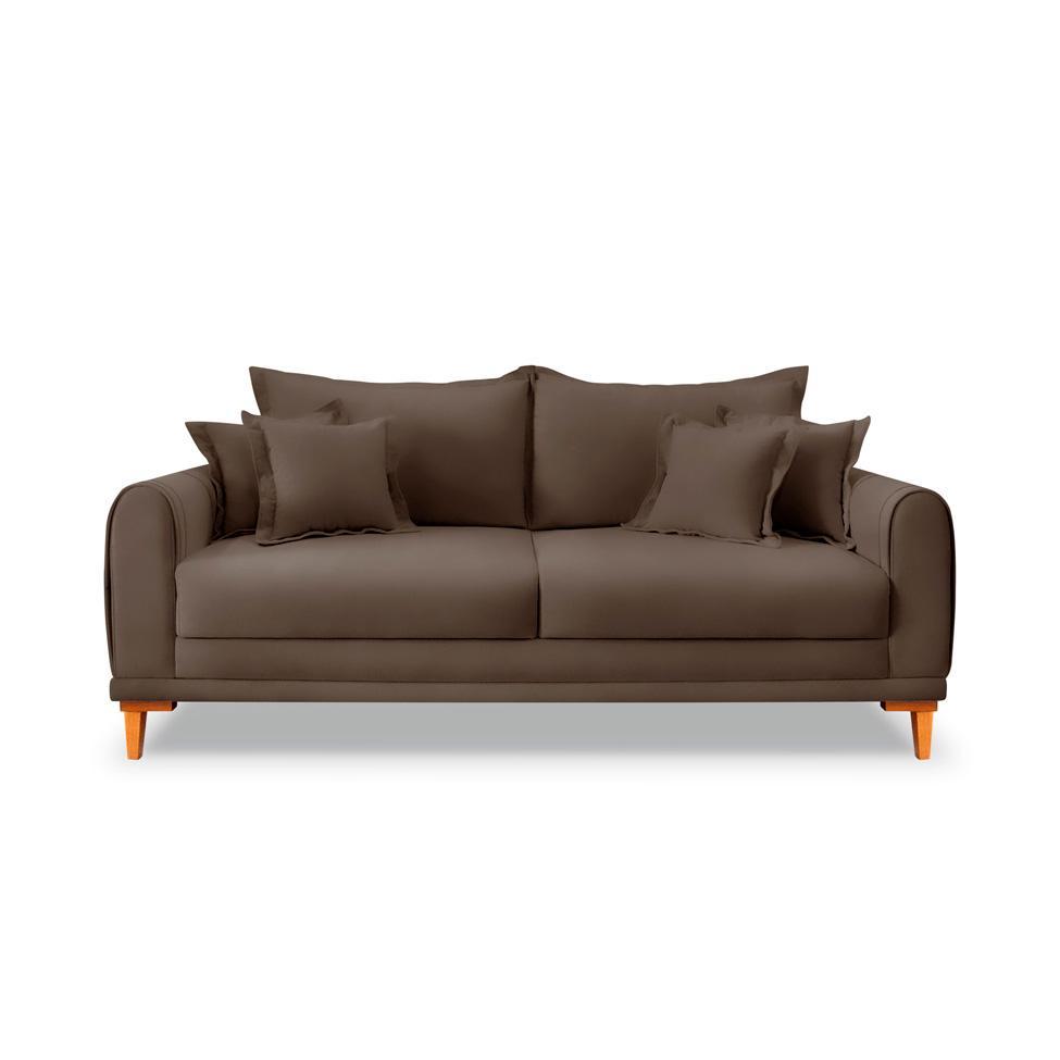 Sofá 3 Lugares Lisboa Veludo Marrom 180 cm - 6